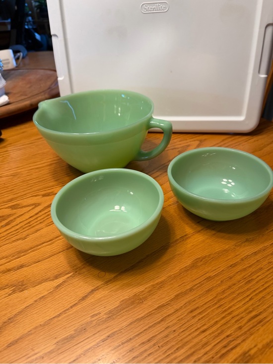 Fire King Other - Fire King Jadeite Green Mixing Bowl with 2 SMaLL Bowls/ Bundle of 3.